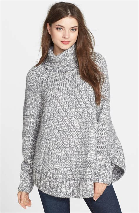 michael kors watermelon cashmere sweater|Michael Kors turtleneck poncho sweater.